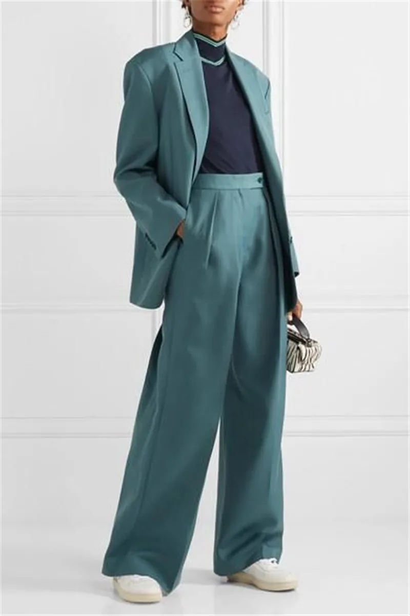Linen White Double Breasted  Women Bussiness Suit One Button Notched Lapel Slim Lady Blazer Trouser Set Office Female Clothing