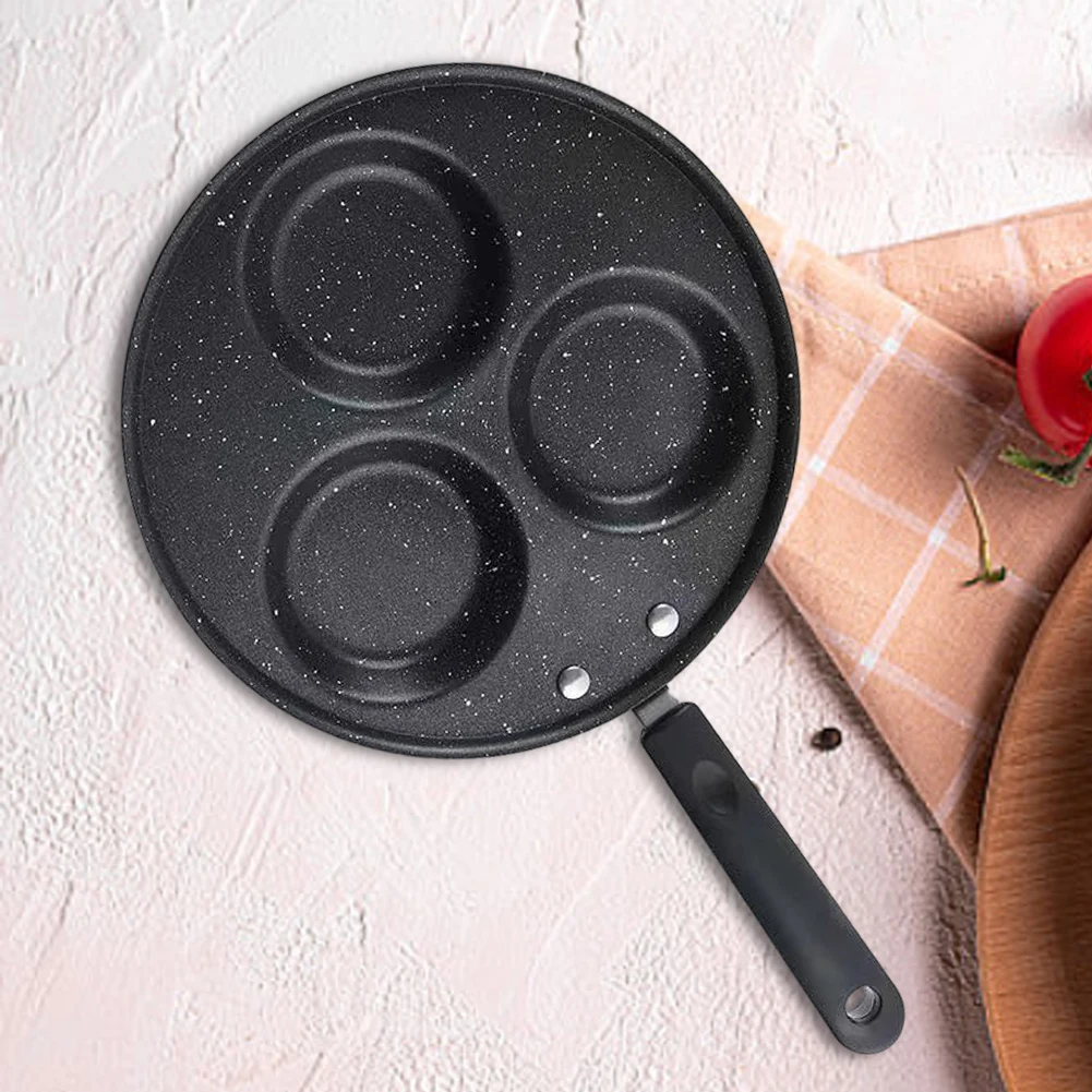 3-hole Ham Pancake Egg Cooking Pan Non-Stick Multipurpose for Burger Crepes Steaks Suitable for Gas Stove Induction Cooker