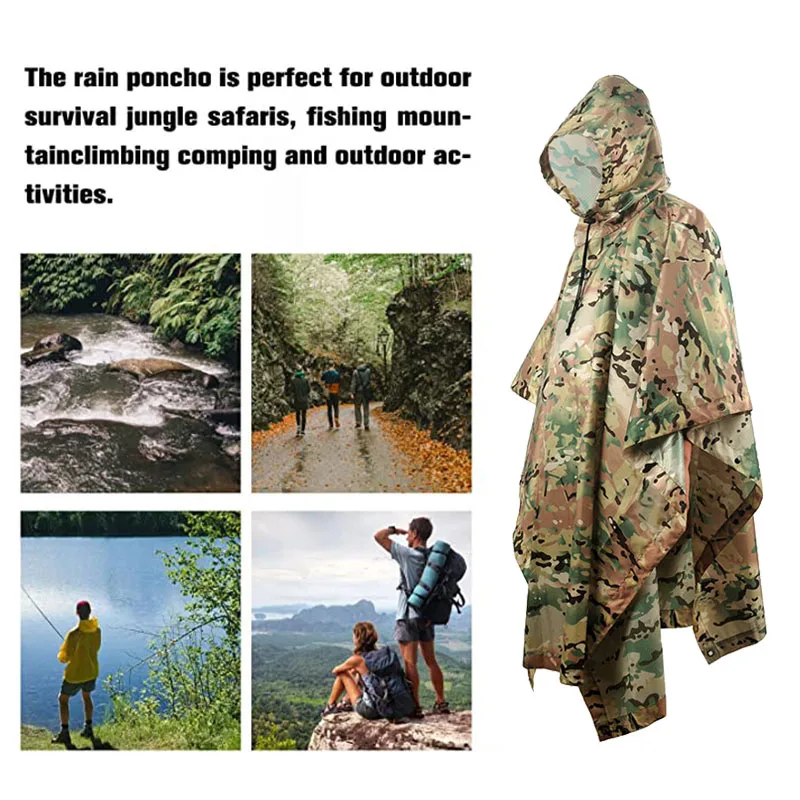 Raincoat Poncho VILEAD Poly Tactical Military Waterproof Outdoor