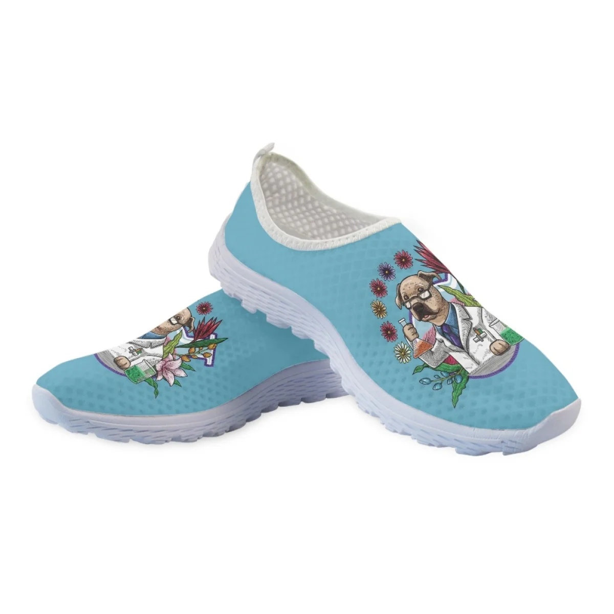 Lab Science Canine Pattern Comfortable Slip-on Loafers Teacher's Day Gift High Quality Breathable Non-slip Outdoor Walking Shoes