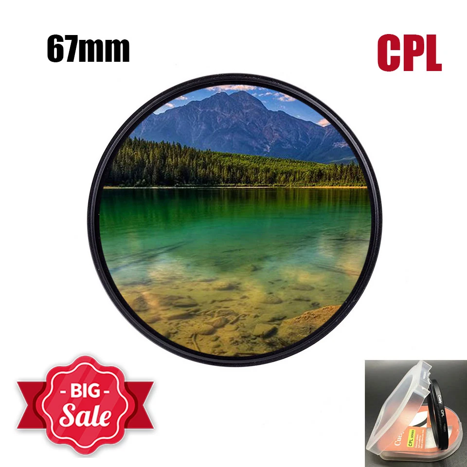 

67 67 мм водонепроницаемый круговой поляризатор CPL-фильтр для объектива камеры Nikon Sony Fujifilm Canon EOS 1300D 800D 760D 750D 700D DSLR
