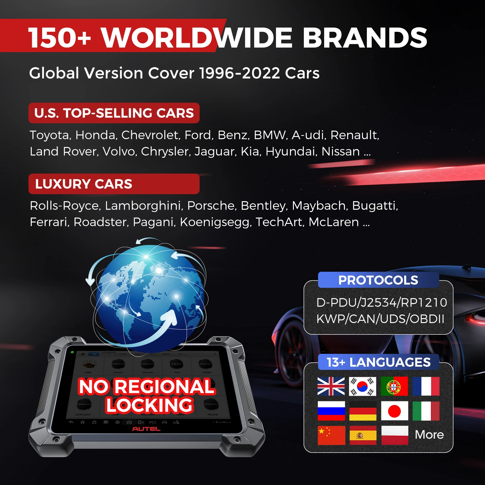 Autel MaxiCom MK908 Pro II MK908PRO 2 Car Diagnostic Scanner J2534 Programmming Tools Advanced Key Coding PK MS908S PRO
