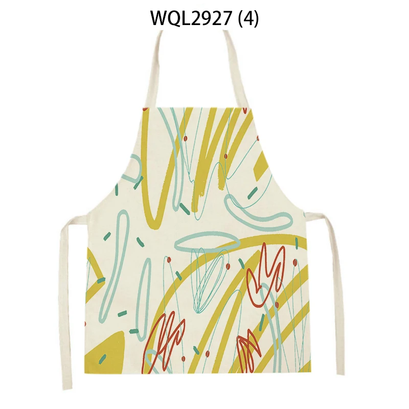 Description Picture 6 of itemAbstract Plants Kitchen Aprons Home Cooking Sleeveless Aprons Baking Accessories Flowers Pattern Waist Bibs Antifouling Apron