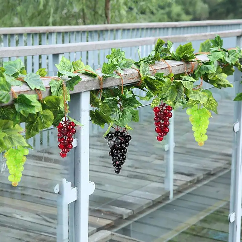 Fake Grapes Bundles Bunches Reusable Black Purple Green Grapes Durable Plastic Fake Fruits Home Decor artificial fruits and vegetables artificial grapes