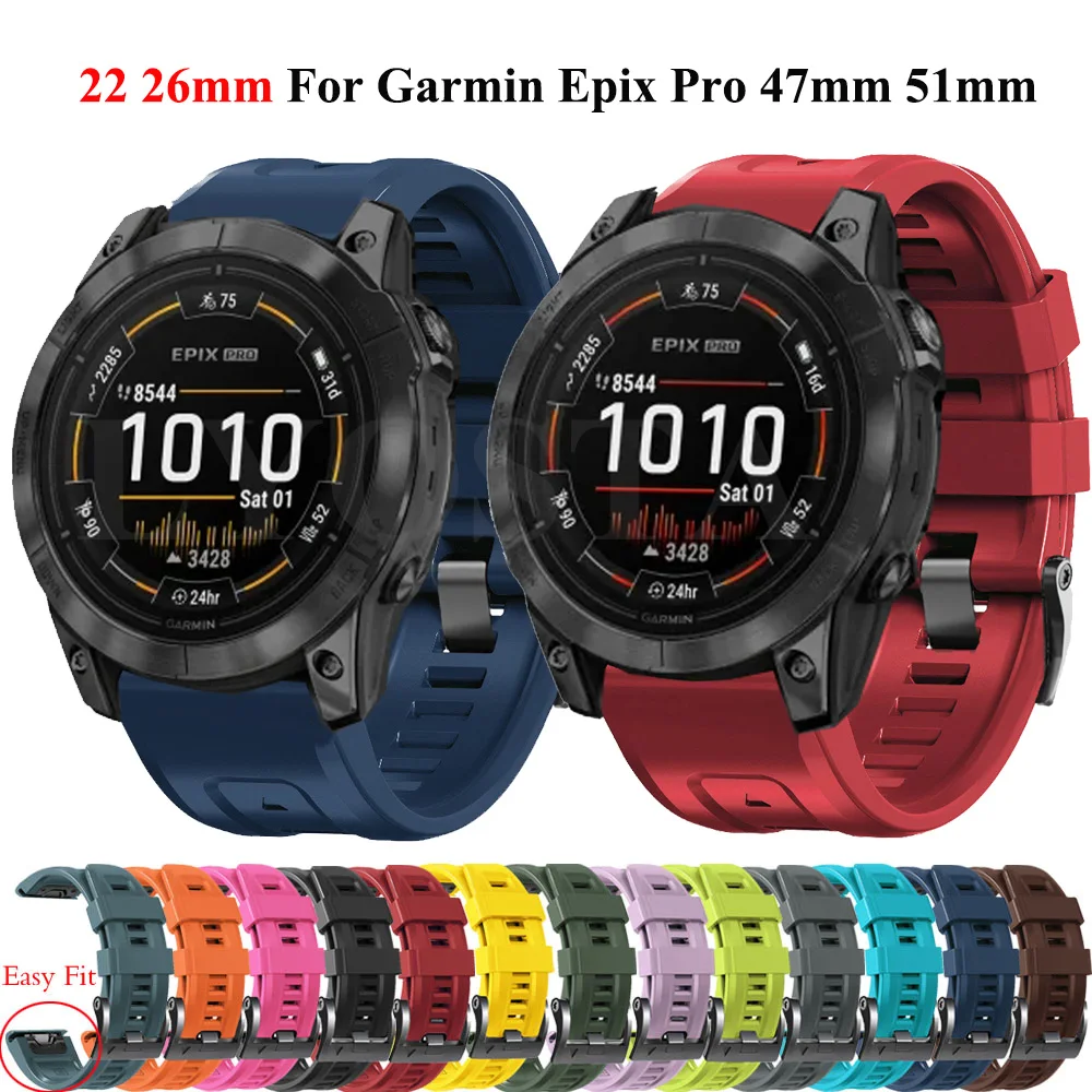 

Ремешок силиконовый для наручных часов, быстросъемный браслет для Garmin Epix Pro Gen2 47 мм 51 мм Fenix 7 7X Pro 5 5X Plus 6 6X Pro Easyfit, 26 22 мм