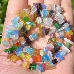 Natural Gemstone Chip Beads for DIY Jewelry and Accessories (Color cat eye)