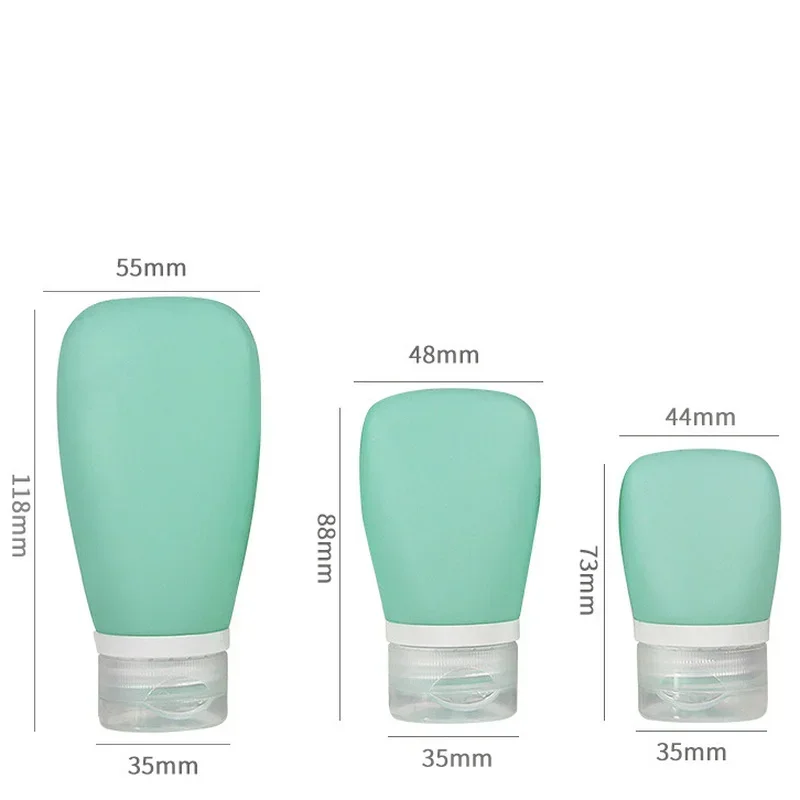 누출 방지 실리콘 빈 여행용 병, Bpa 프리 리필 가능 화장품, 항아리 여행 휴대용 샤워 젤 샴푸 병, 38 ml, 60 ml, 90ml