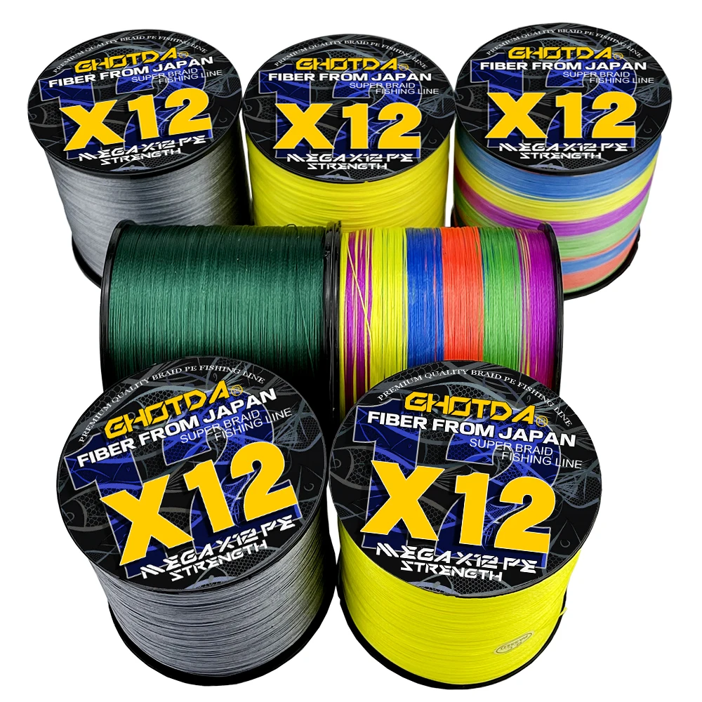GHOTDAStrongBraidedFishingLine300M500M912StrandsPESuper