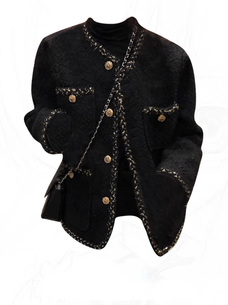 

Y2k E-Girl Winter Button Design Long Sleeve Women Jackets Casual Chic Fashion Tops O Neck Sweet All Match Roupas Femininas
