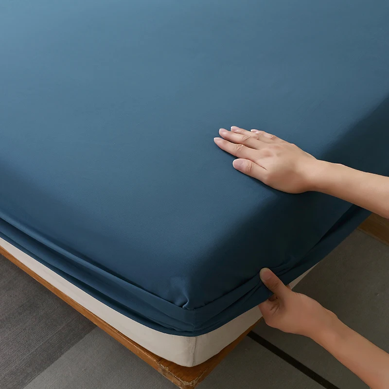 High-Quality Fitted Sheet Cotton Mattress Cover With Elastic Band Bedsheet Solid Color Single Double Full Queen Size Fitsheet
