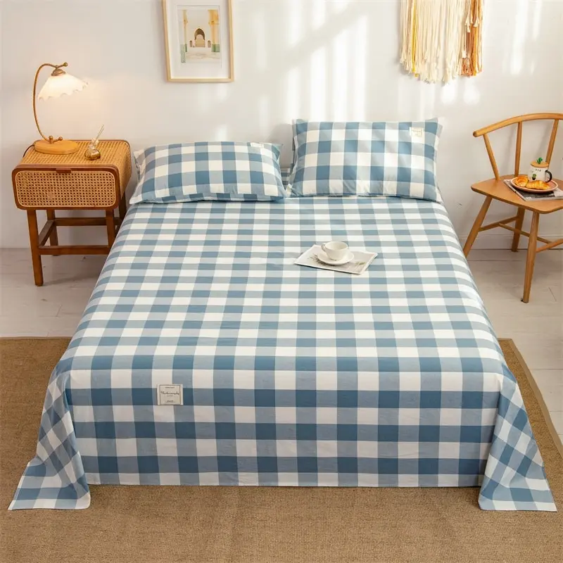 210x230cm Polyester Cotton Bed Sheet Skin-friendly Soft Jacquard Washed Cotton Coarse Cloth Bed Sheet 1