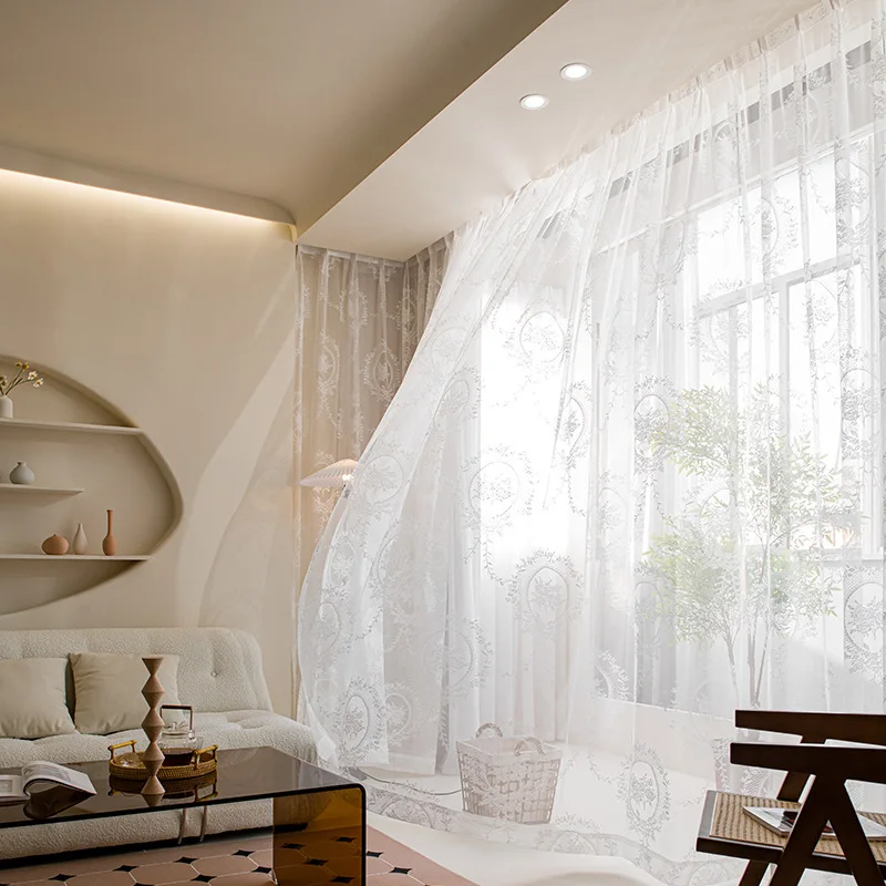 

(27) Mirror Curtains, Curtains, Living Room Balcony Windows, White Gauze Curtains
