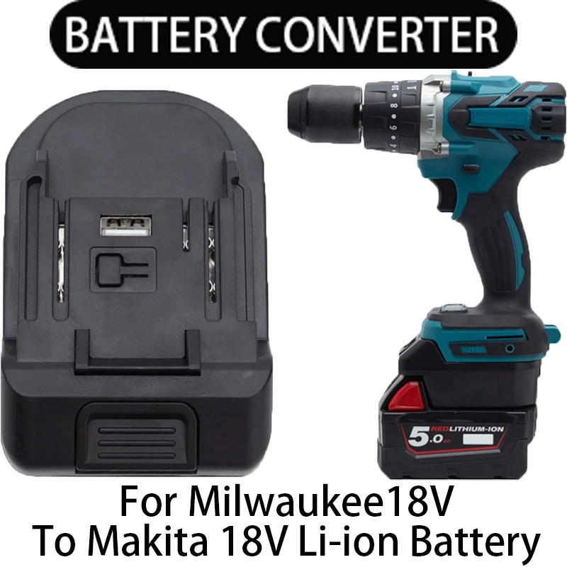 Battery Adapter for Makita 18V Tool Series Converter for Milwaukee 18V Li-Ion Battery Converter Power Tool Accessory Tool Drill