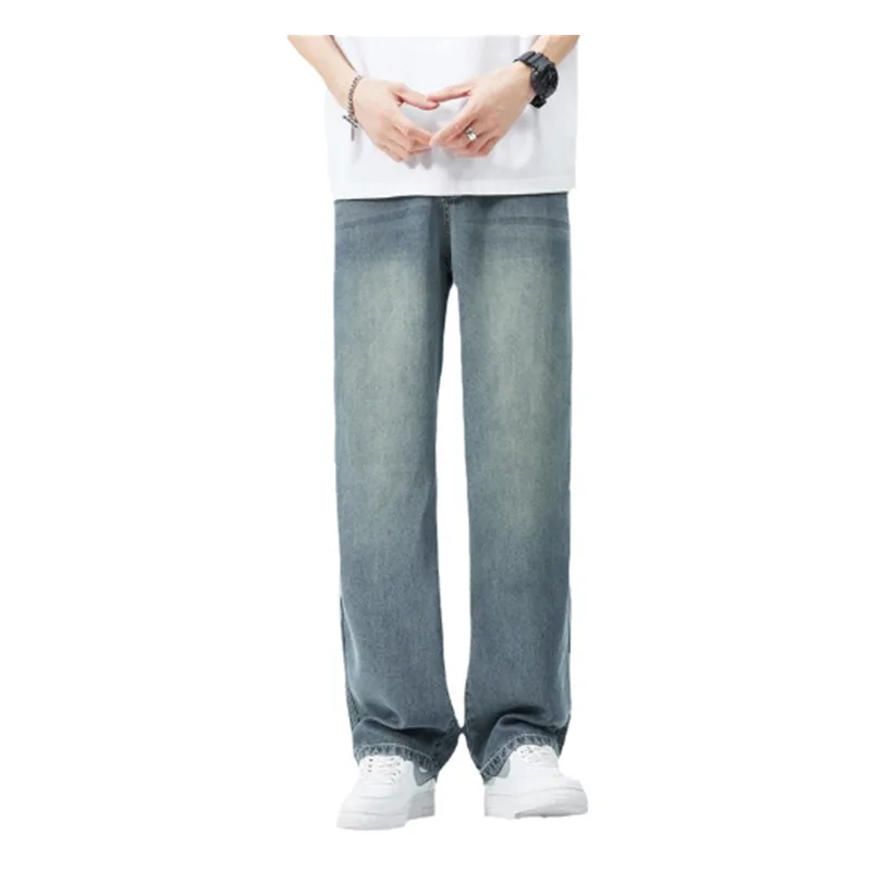 Tian Si Jeans Men's Summer American Retro Loose Plus Size Straight Tube High Street Fashion Versatile Casual Pants 28-40 L0010