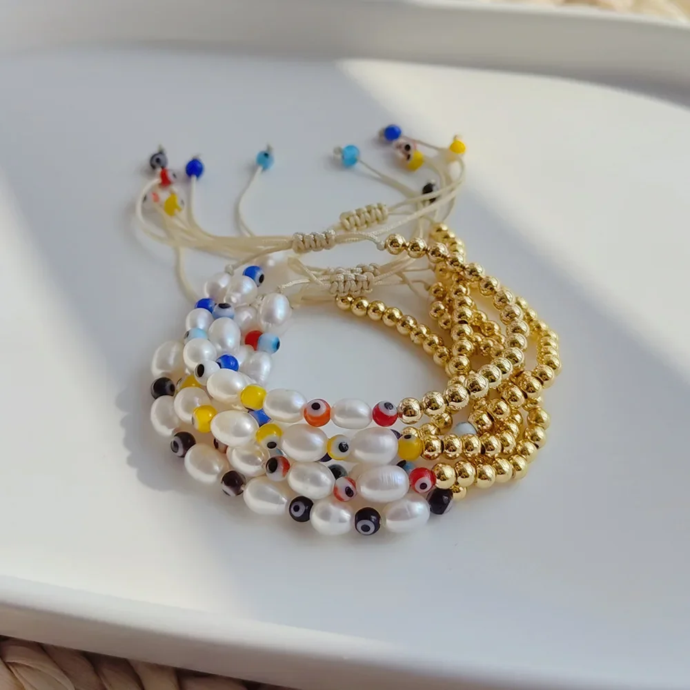 

Браслет из бисера, искусственный жемчуг, модный плетеный вручную, простой Универсальный Регулируемый браслет в богемном стиле