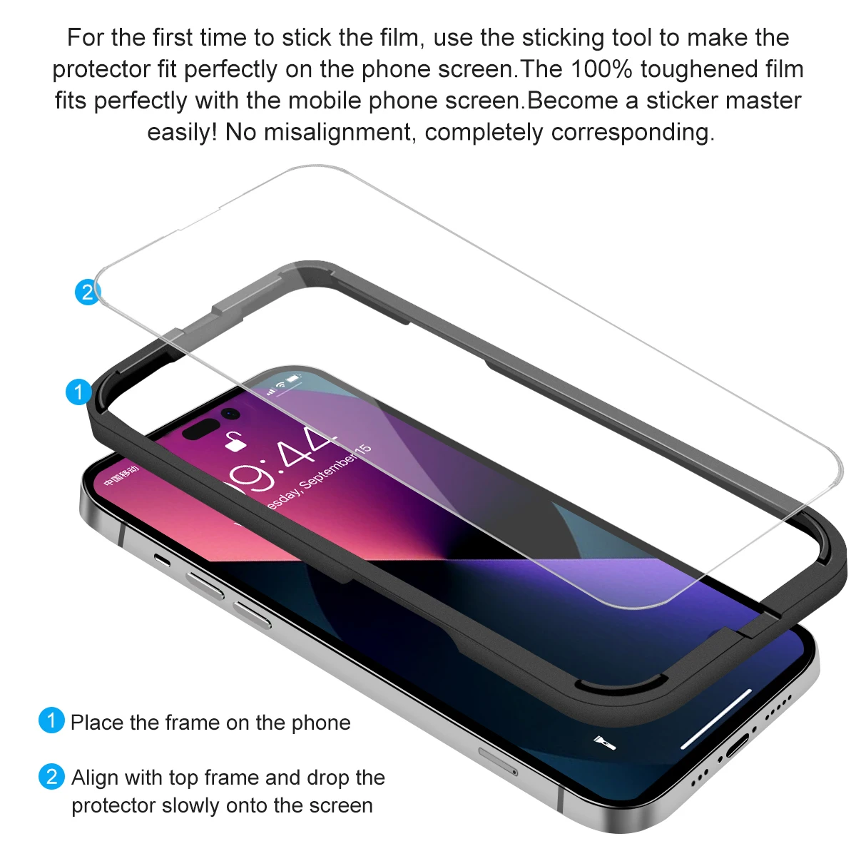 

1/2/3 Pack 9H Anti-scratch Tempered Glass Screen Protector For iPhone 14 14Plus 14Pro 14Pro Max Screen Protector With Applicator