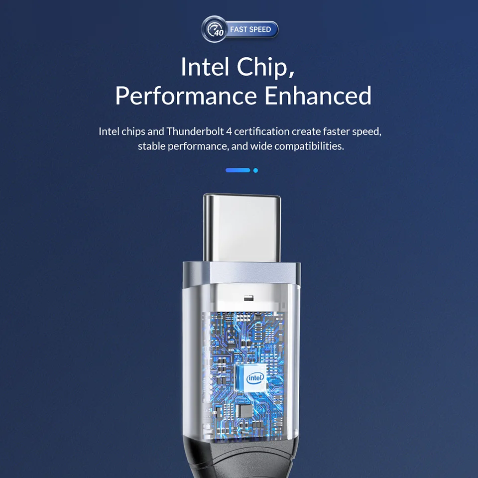 Orico pd Cabo para Thunderbolt Vídeo 8k @ 60hz 40gbps Transferência de Dados 100w 5a Carregamento Rápido Náilon Trançado 2m para Macbook Samsung - Image 4