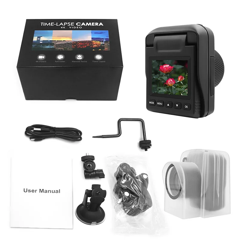 Waterproof Time Lapse Camera Construction Timer Outdoor Courtyard Plant Survey Night Vision Full Color IP66 4K