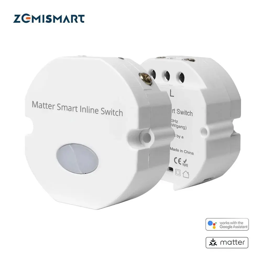 Zemismart-matter Over Wifi Módulo Inline Disjuntor de Relé Gang Switch Automação Residencial Inteligente Siri Google Home Smartthings App