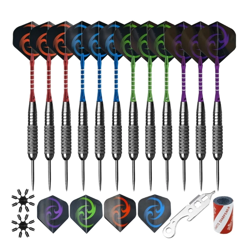 Set of 12 Pieces Steel Tip Darts, Not Easy to Break and Bend Steel Tip Darts Set nf all metal stainless steel titanium alloy hemera heatbreak tc4 grade5 throat heat break for 1 75mm hemera extruder