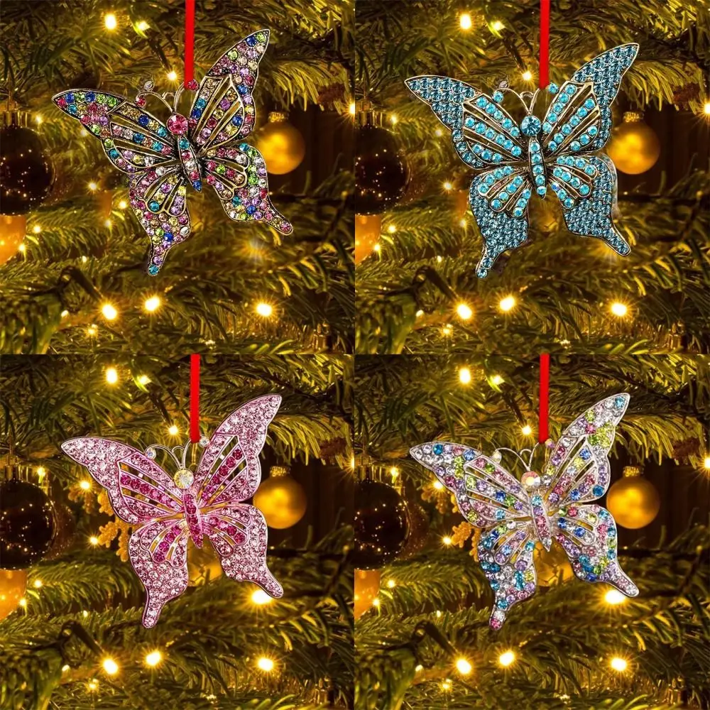 2D Butterfly Christmas Decorations Pendant Gift Creative Acrylic Christmas Ornament Tree Hanging Ornaments