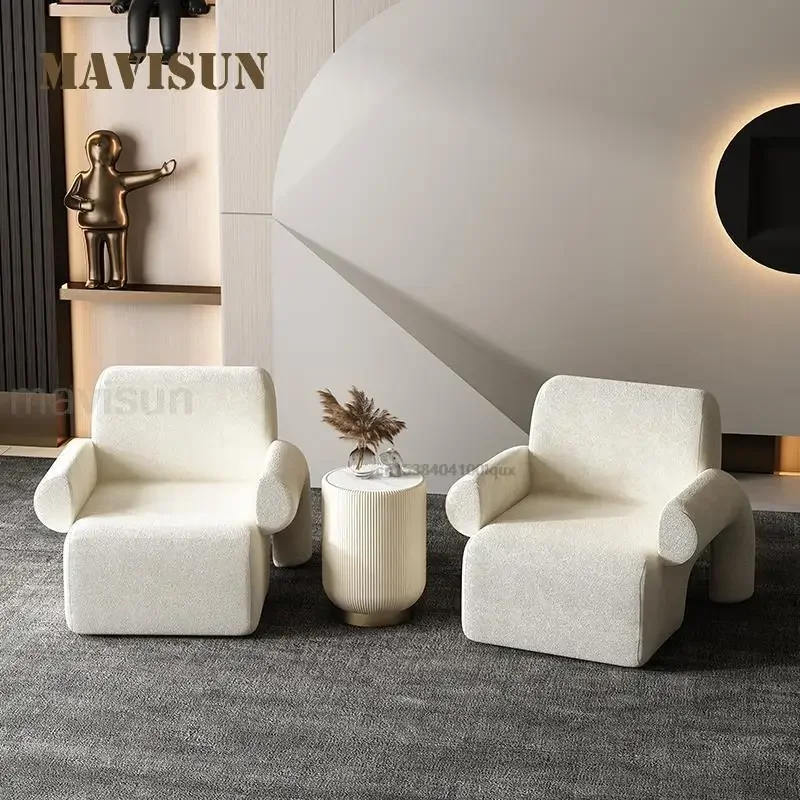 

Luxury Postmodern Single Sofa Chairs White Blue Small Living Room Light Leisure Floor Chairs Personality Balcony Hotel Apartment