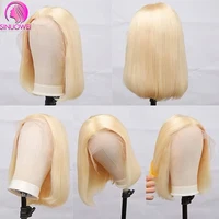 Perruque courte bob couleur blond miel 613, perruque bob droite, perruques en cheveux humains avec dentelle frontale 13x4, perruques avec fermeture en dentelle 4x4, perruque pas chère pour femme 2