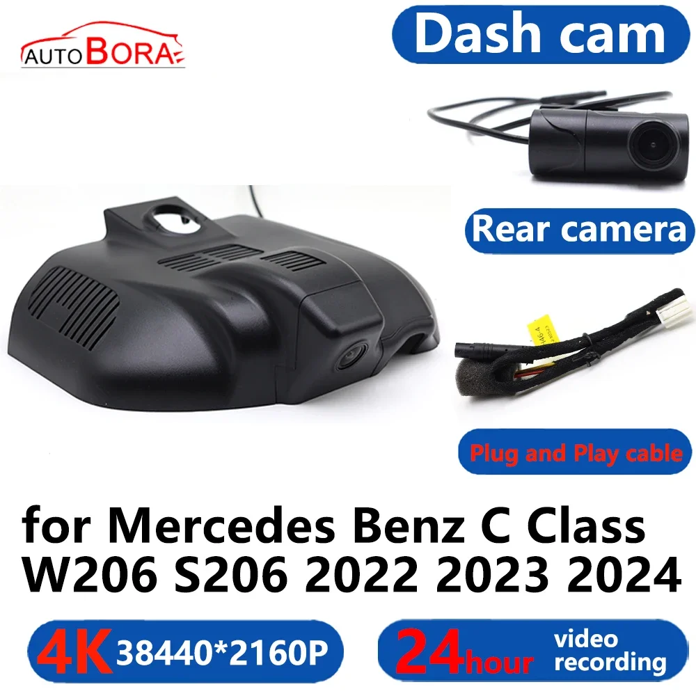 

AutoBora 4K Wifi 3840*2160 Car DVR Dash Cam Camera 24H Video for Mercedes Benz C Class W206 S206 2022 2023 2024