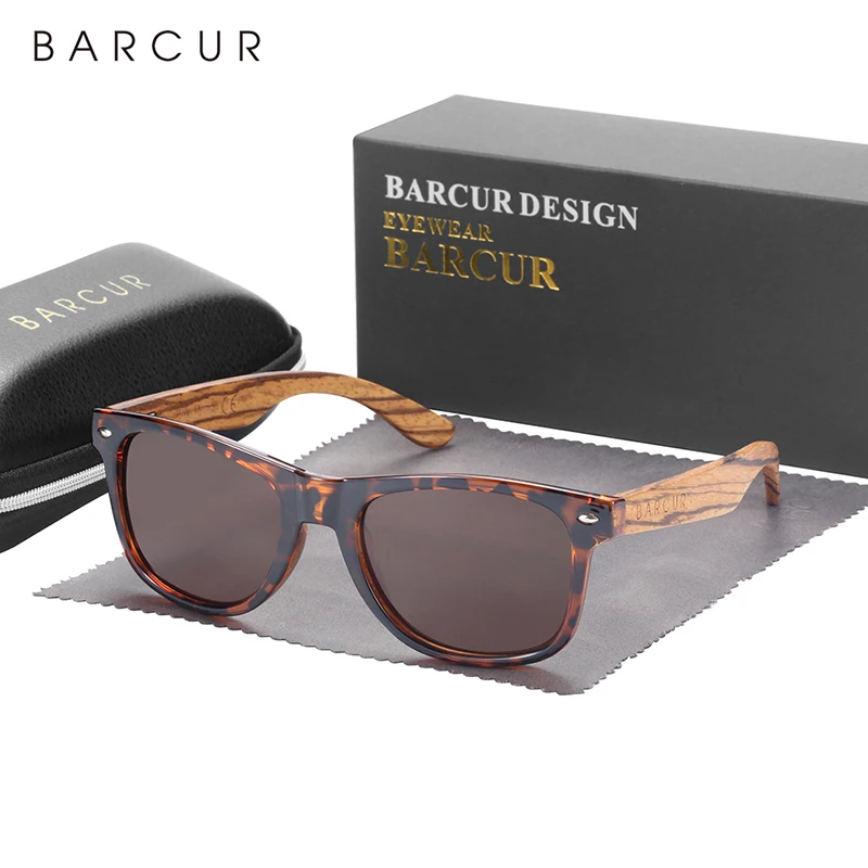 Barcur natur holz sonnenbrille polarisierte herren sonnenbrille schwarz walnuss brille uv400 schutz – Detail 11