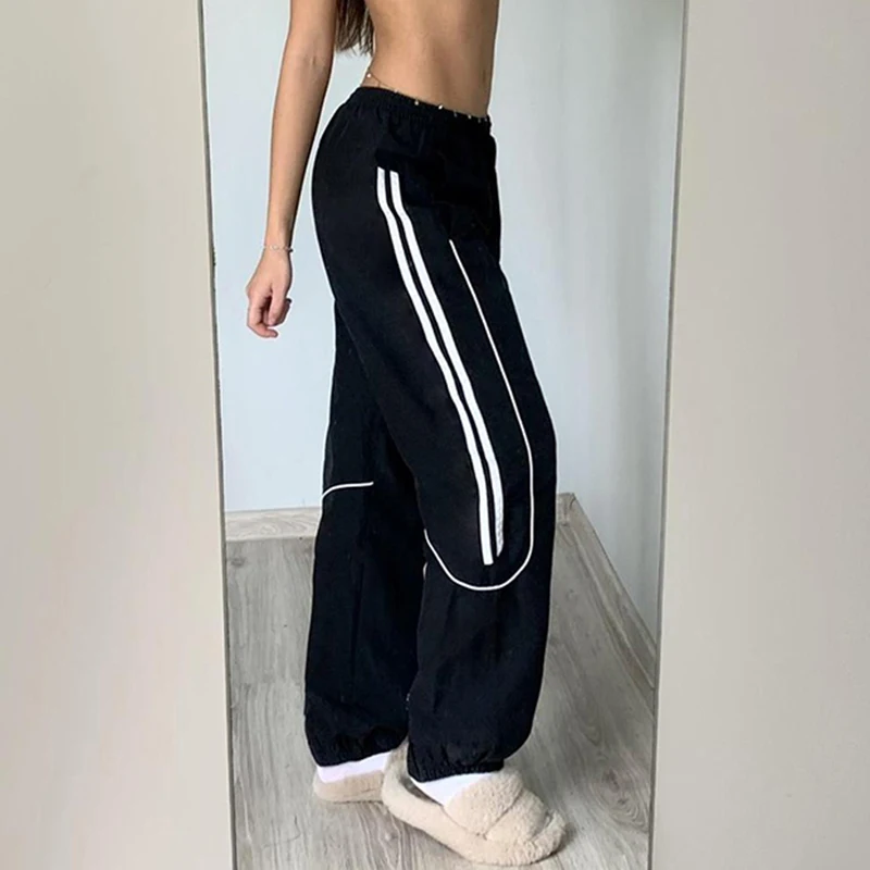 Streetwear Casual Sweatpants Women Basic y2k Striped Baggy Track Pants Low  Rise Harem Capris Korean Fashion 90s Hip Hop - AliExpress