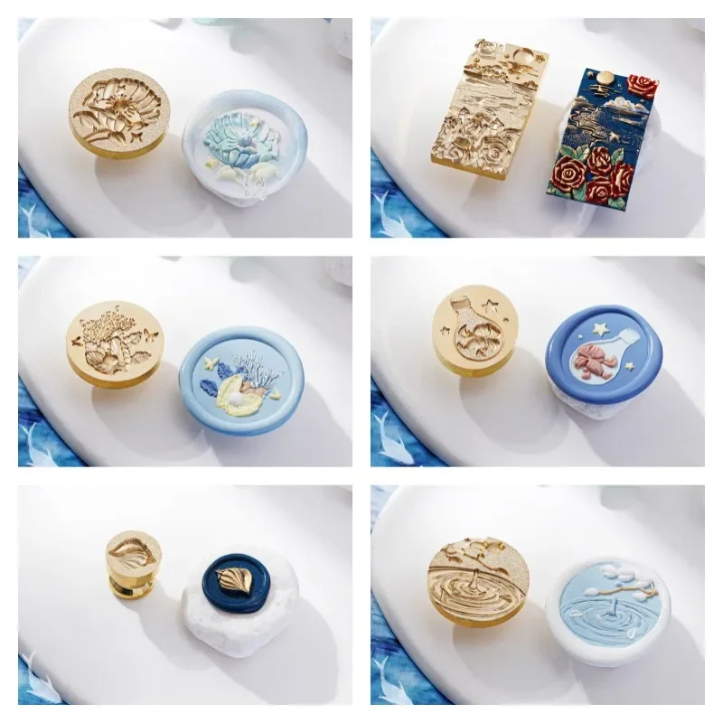 

Original Ocean Series Water Story Wax Seal Creative Relief Wax Stamps Head DIY Scrapbooking Postcard Gift Decoration Craft