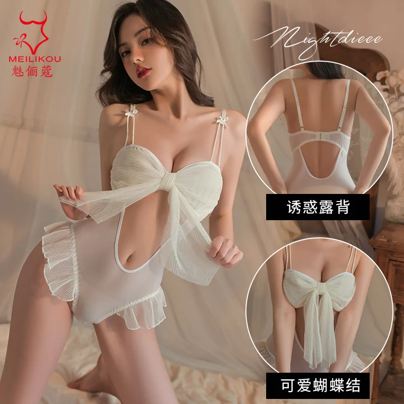 

Sexy underwear new sexy home flirtation passion women do not take off small breast lace fold temptation onesie