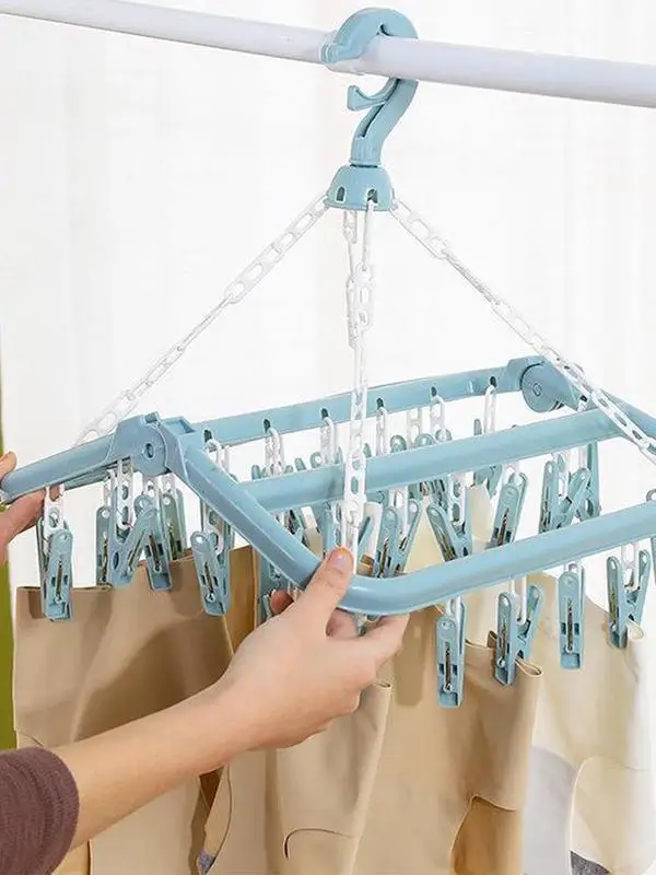 Underwear Hanger Swivel Clothes Hanger Drying Rack With 32 Clips Laundry Clothes Hanger Rotatable Hanger Clothes Drying Racks 5