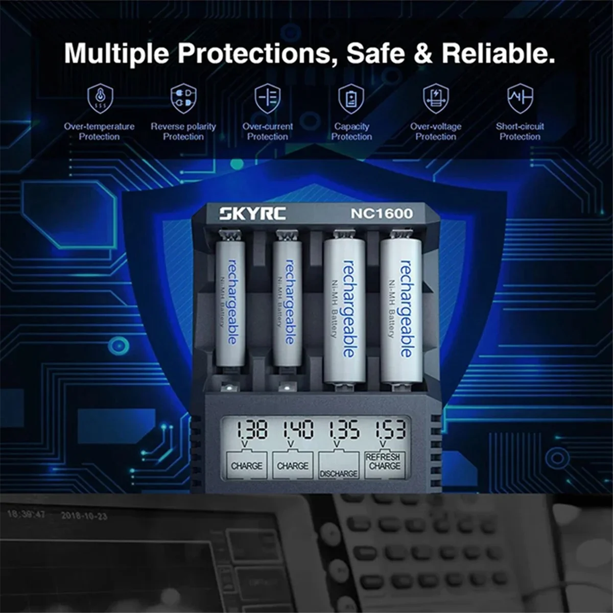 B-M SKYRC NC1600 Battery Charger AA/AAA NiMH NiCr Battery Charger Analyzer Portable Utility
