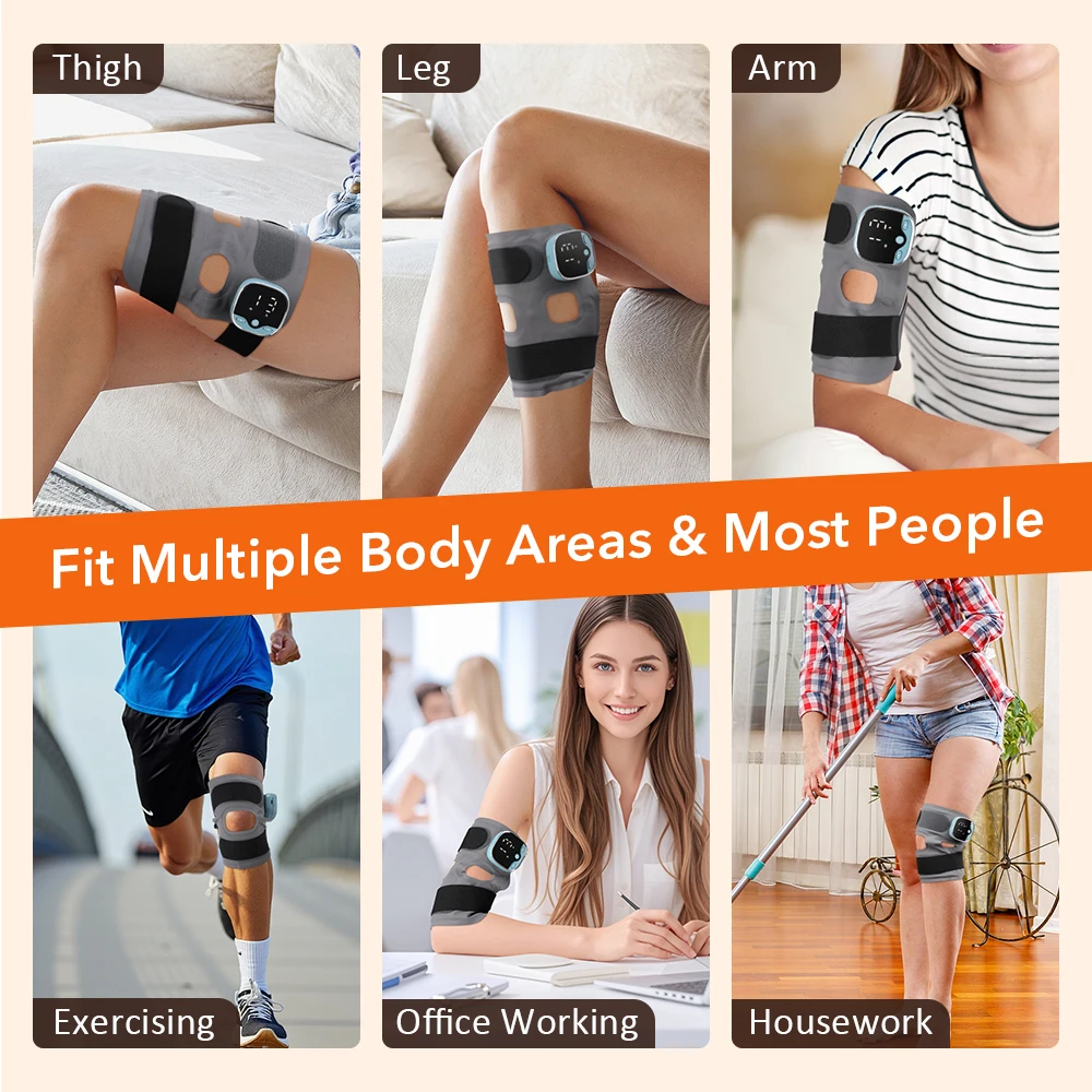 1PC Cordless EMS Heating Knee Pad Electric Knee Massager Calf Leg Warm Massage Wrap Knee Protector For Joint Muscle Relax