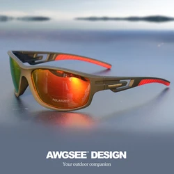 Enhanced Polarized Sports Sunglasses with Photochromic Lenses (C5 Red)