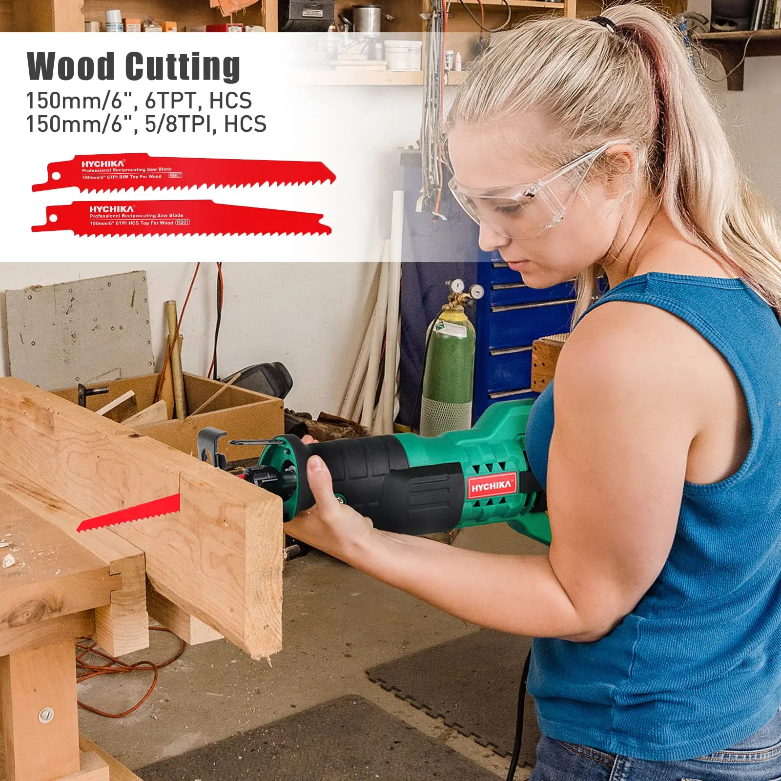 HYCHIKA 18V Reciprocating Saw with Batteries 2800RPM Fast