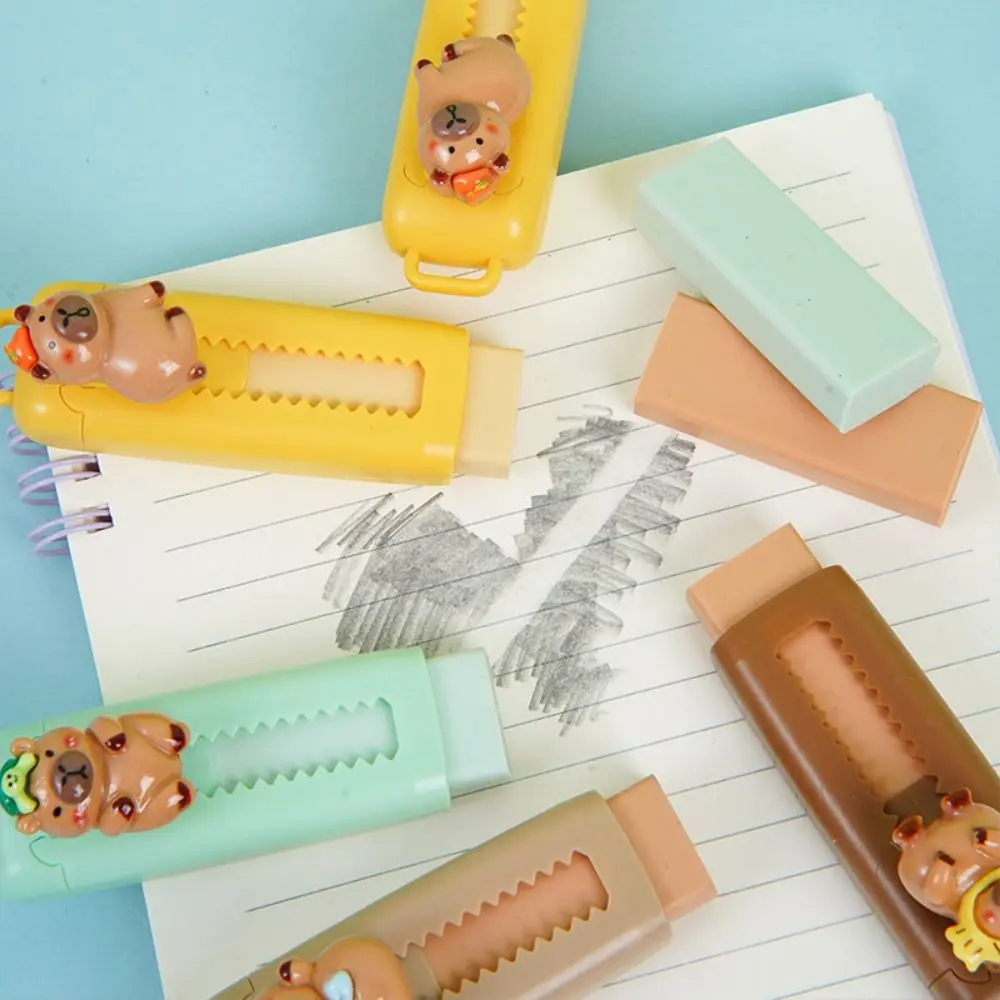 New Push Pull Capybara Eraser Cute Soft 4B Mess Free Sketch Stationary Student School Supplies