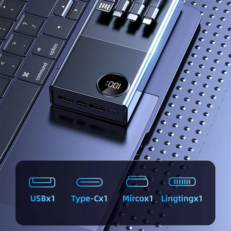 50000 mAh Fast Charging Power Bank Large Capacity Portable 66W Chargers With Four Cable Power Banks  External Battery For Xiaomi 3