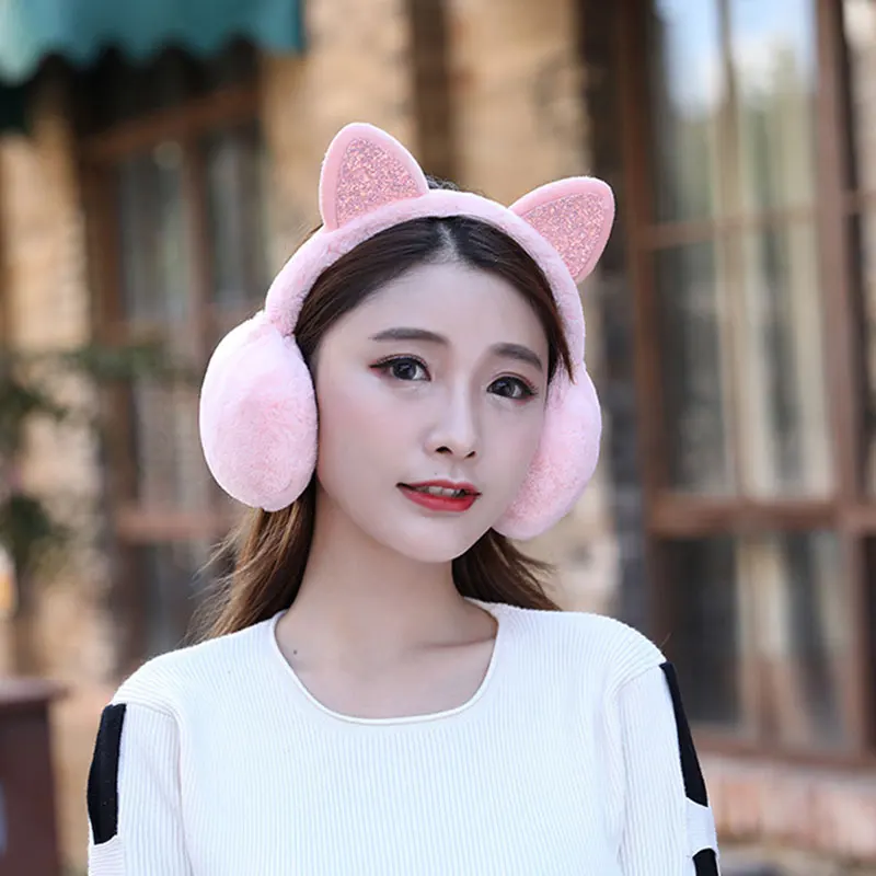 Auscultadores macios do luxuoso para mulheres e meninas, Earmuffs quentes  da pele, regalos bonitos da orelha do gato, Earflaps do lantejoula do  brilho, Headband, auscultadores do inverno, encantadores - AliExpress