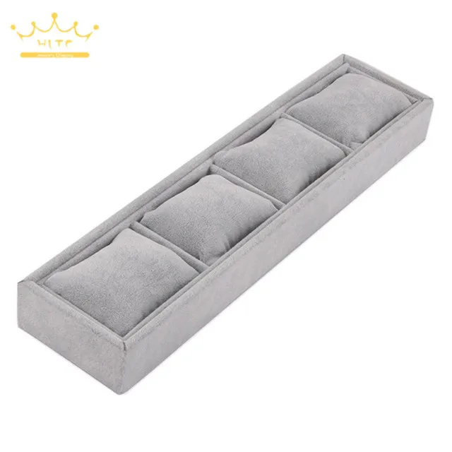 Bracelet Watch Display Tray Jewelry Holder Grey Velvet Tray Jewelry Pillow Display Prop Watches Bangle Ring Showcase Tray Plate