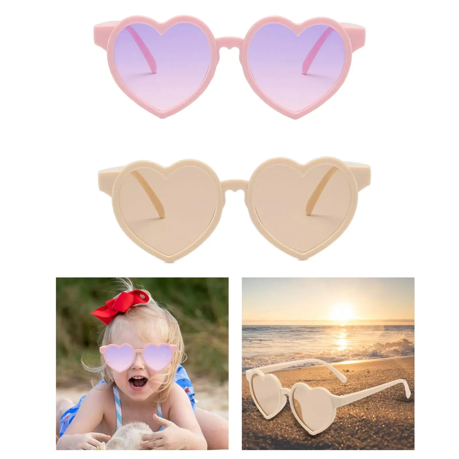 Heart Shaped Children Sunglasses for Boys and Girls Bridge Width 11mm Party