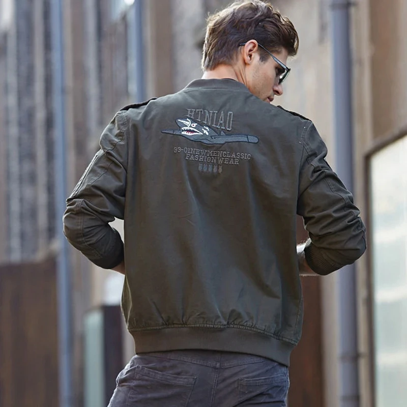 Mens Bomber Pilot Jacket Spring Parkas Army Jackets Military Motorcycle Jacket Cargo Outerwear Air Force Pilot Tacti
