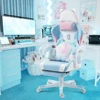 Gaming Chair, with Lumbar Cushion and Decorated Ears, Cute Ergonomic Computer Chair with Footrest, Reclining, PC Game Chair 1