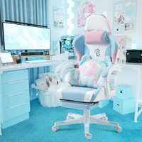 Gaming Chair, with Lumbar Cushion and Decorated Ears, Cute Ergonomic Computer Chair with Footrest, Reclining, PC Game Chair 1