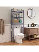 Over The Toilet Storage Cabinet Bamboo Adjustable 3-Tier Above Toilet Shelf Stable Freestanding Above Toilet Organizer w 2