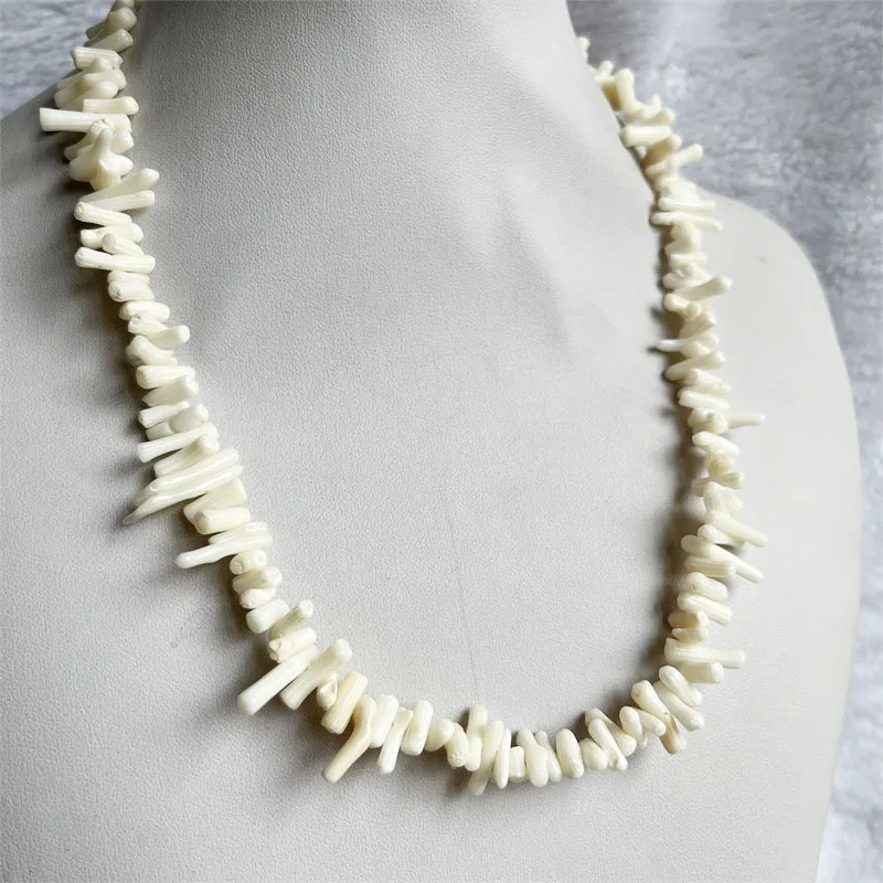 Natural Irregular White Coral Stone Necklace Branch Plantlet
