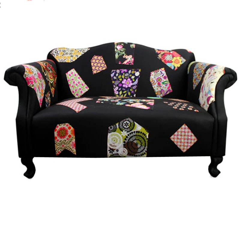 Fabric small unit splicing multi person living room double sofa