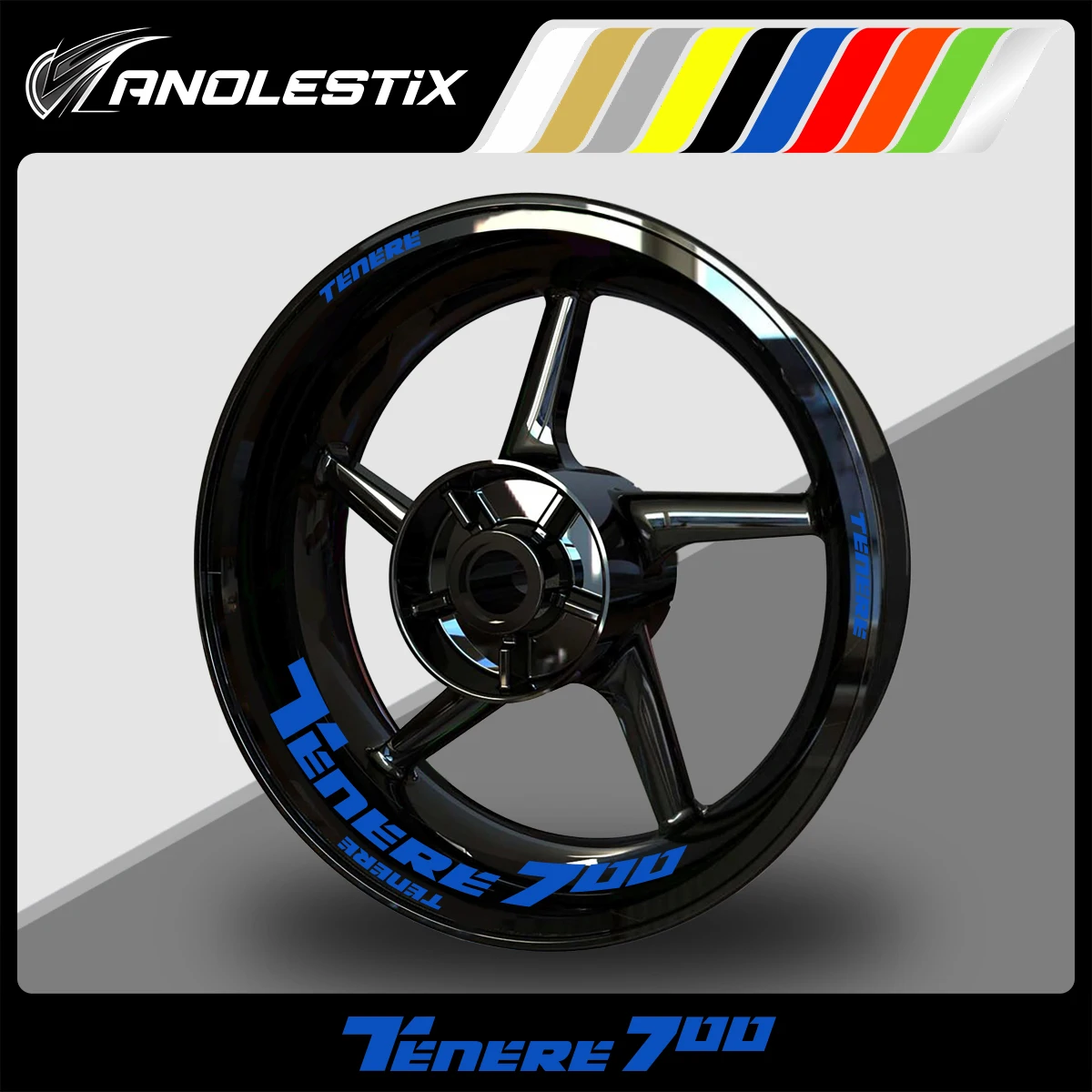 AnoleStix Reflective Motorcycle Wheel Sticker Hub Decal Rim Stripe Tape For YAMAHA TENERE 700 2019 2020 2021 2022 2023