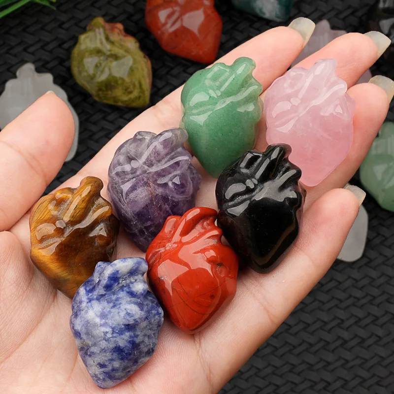 1pc Mini Herz Modell Statue Naturstein Amethyst Opal Tigerauge Liebe Weihnachten Dekor